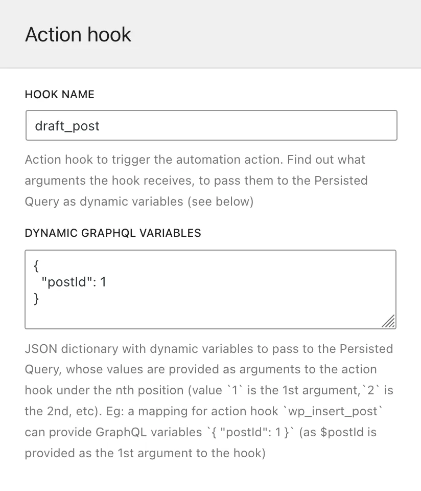 Règle d'Automatisation - Action hook