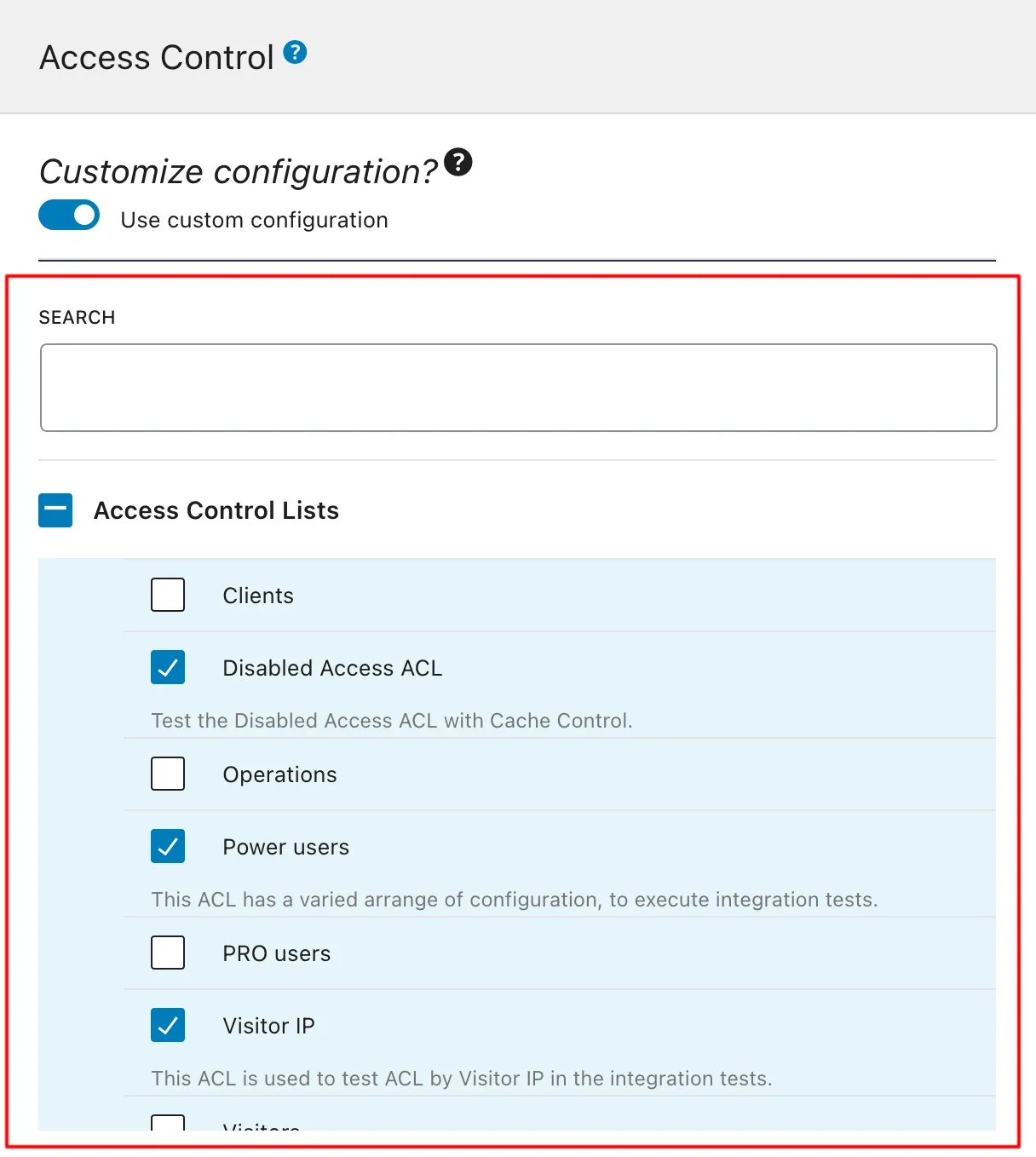 Sélection d'une Liste de Contrôle d'Accès dans la Configuration du Schéma