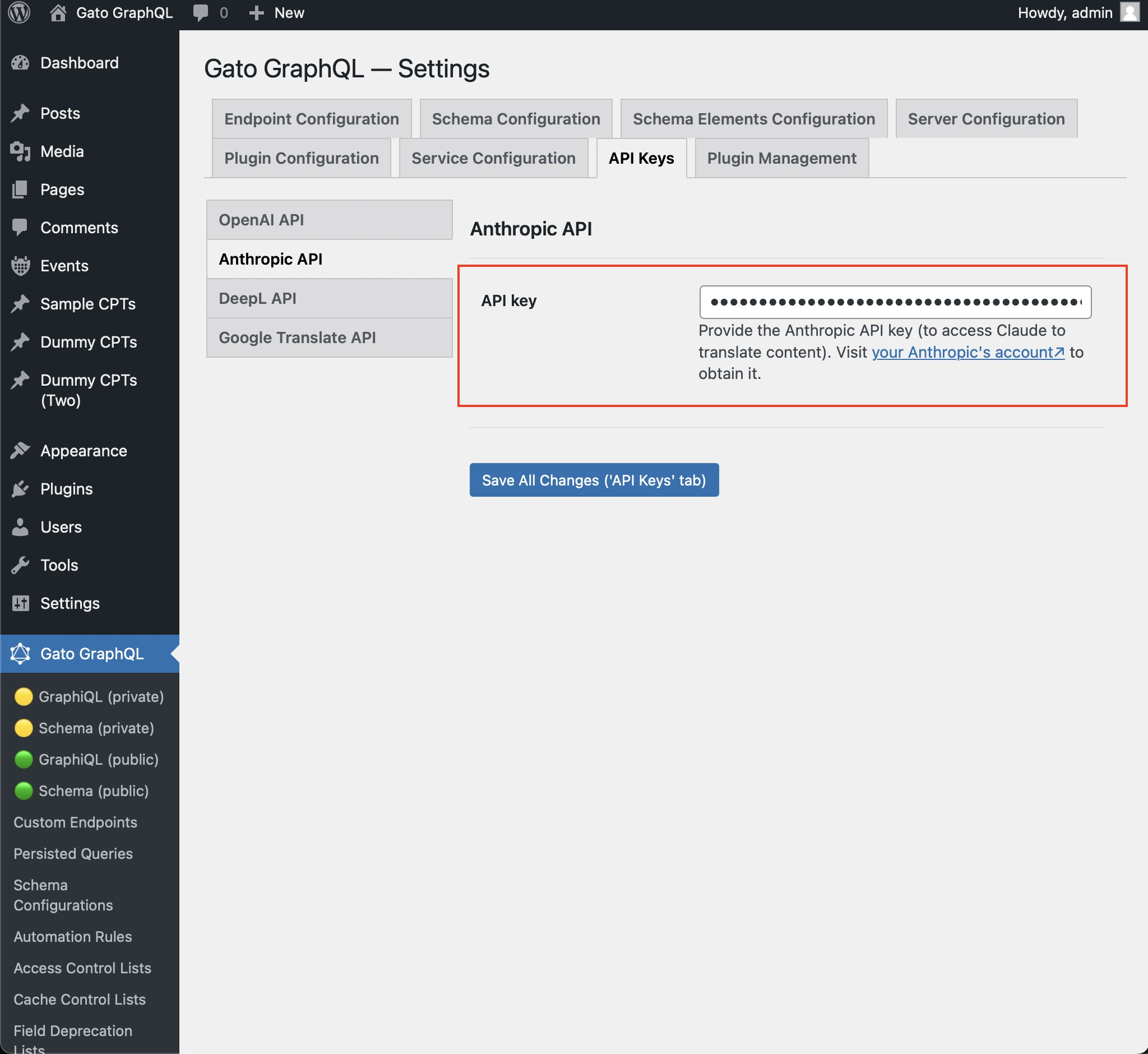 Configuration de la clé API d'Anthropic