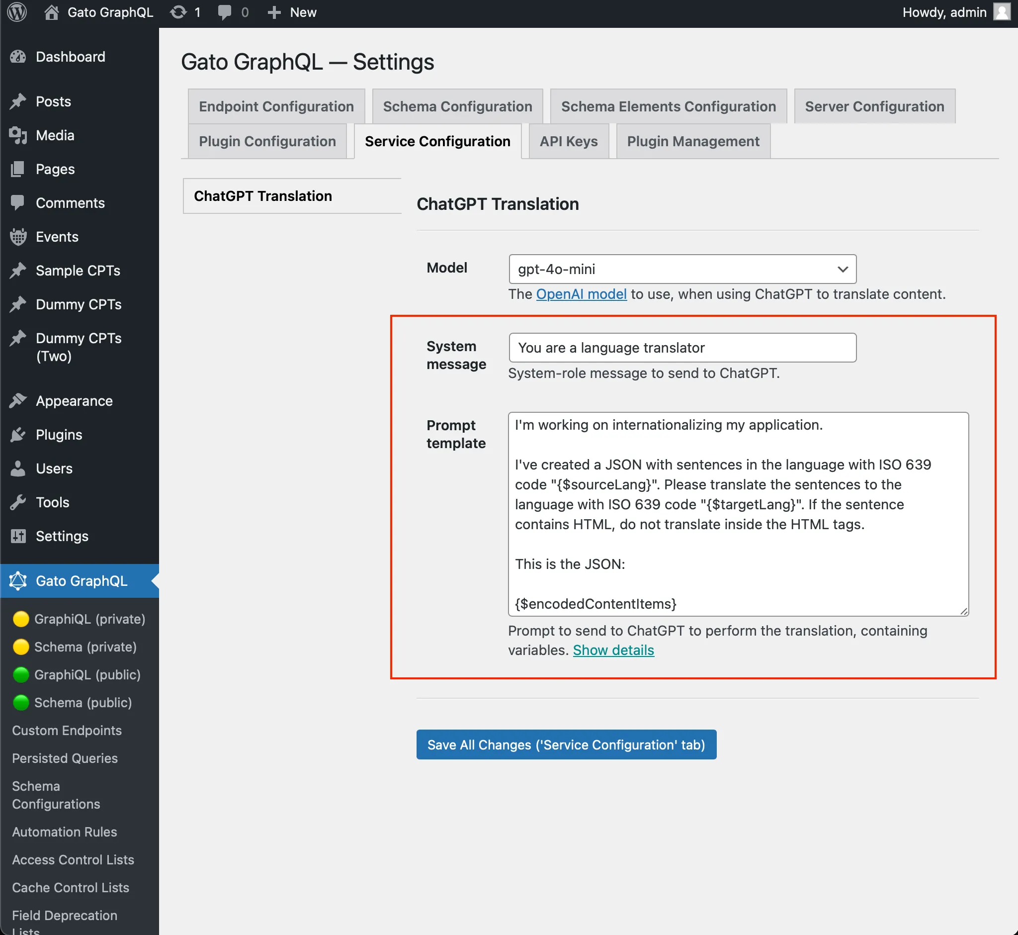 Configuration du prompt pour ChatGPT