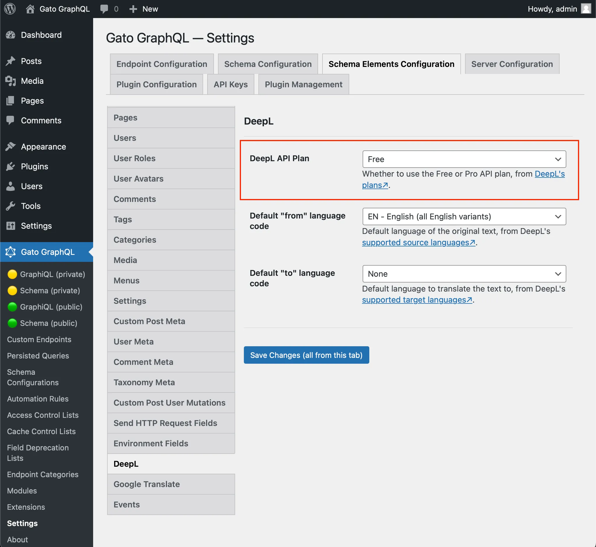 Configuration du plan DeepL