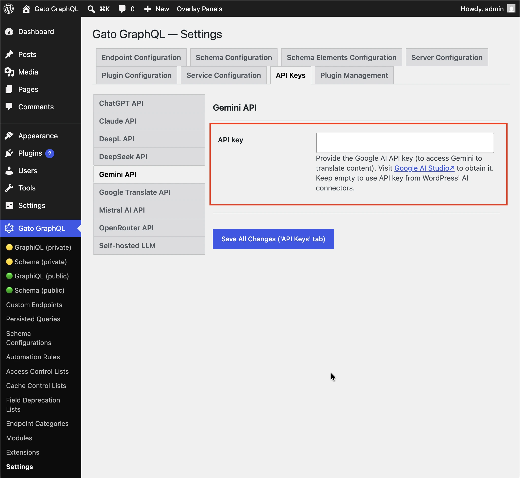 Configuration de la clé API de Google