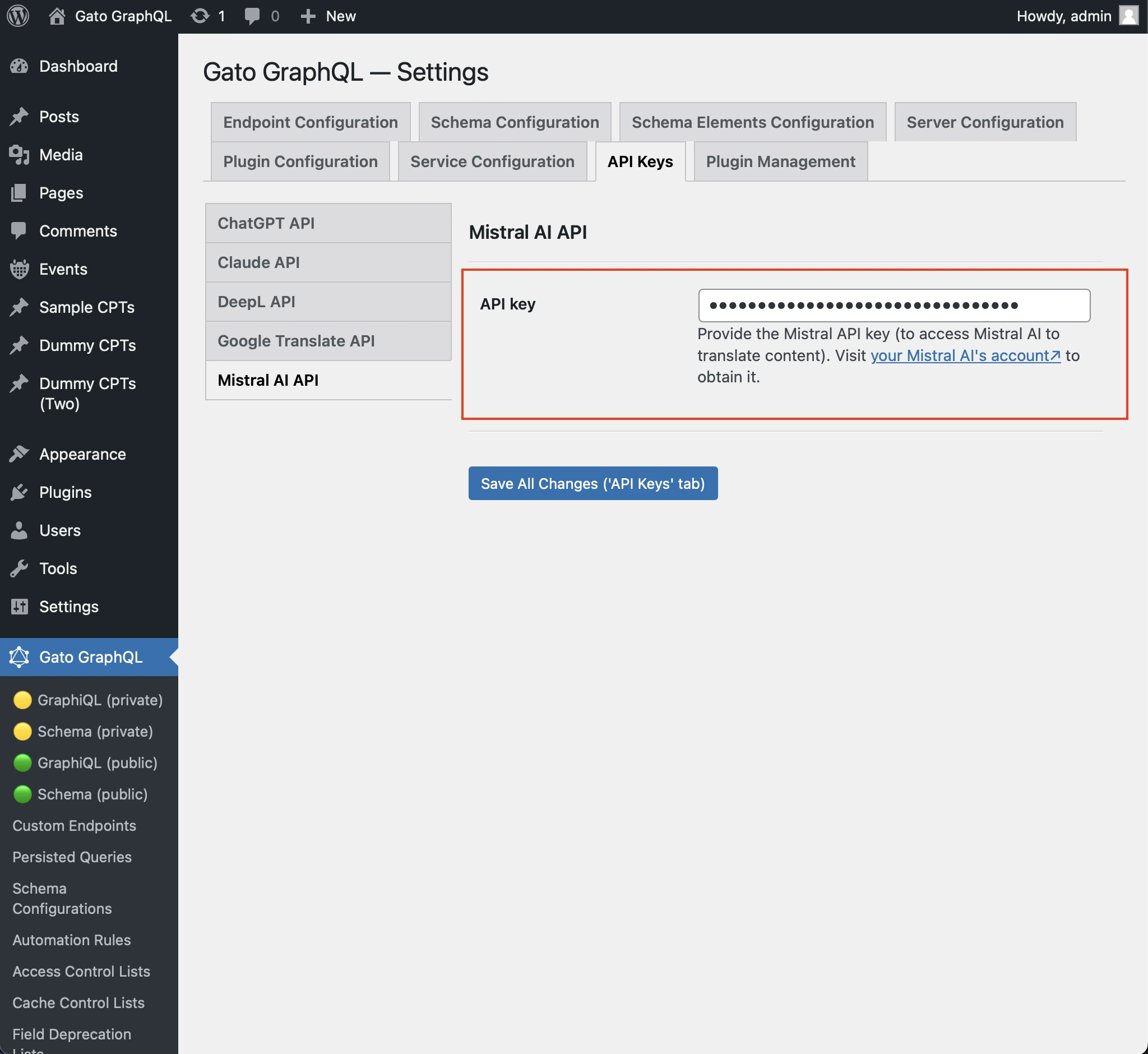 Configuration de la clé API de Mistral AI