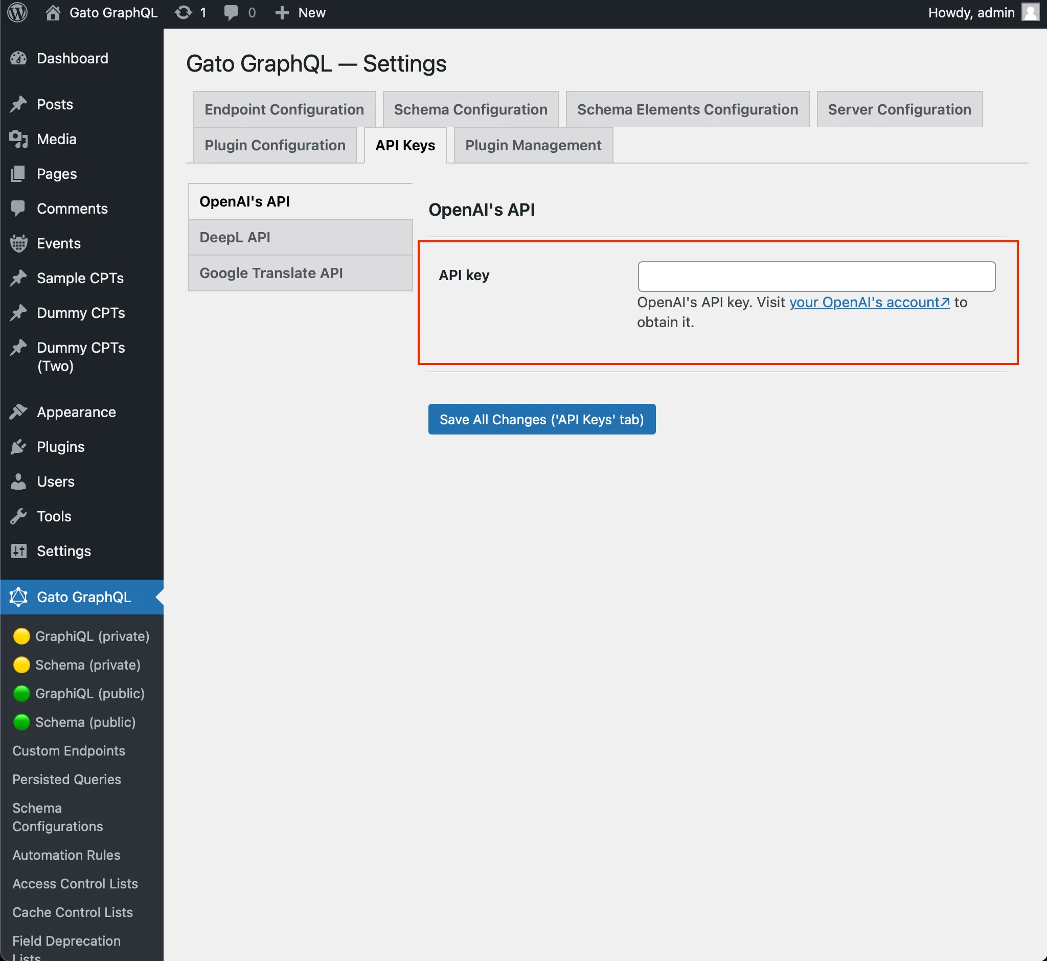 Configuration de la clé API d'OpenAI