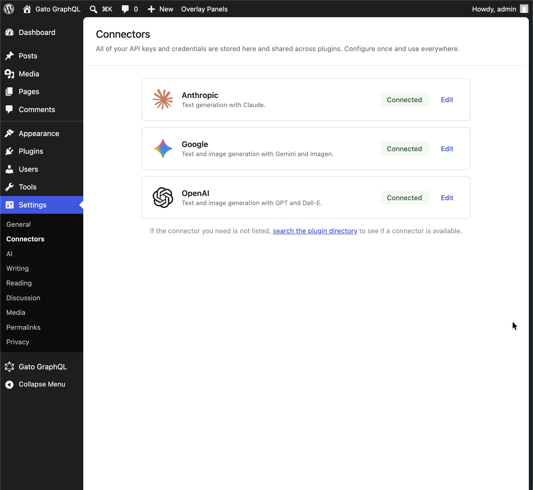 La clé API est récupérée depuis WordPress AI Connectors