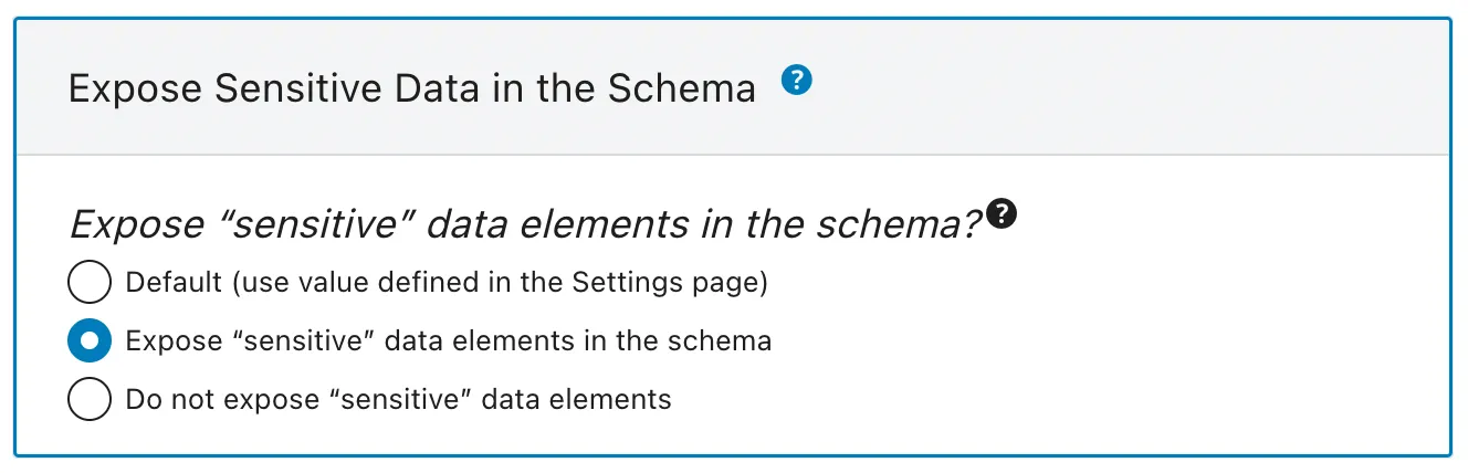 Ajout d'éléments de données sensibles au schéma, configuré dans la Schema configuration Ajout d'éléments de données sensibles au schéma, configuré dans la Schema configuration