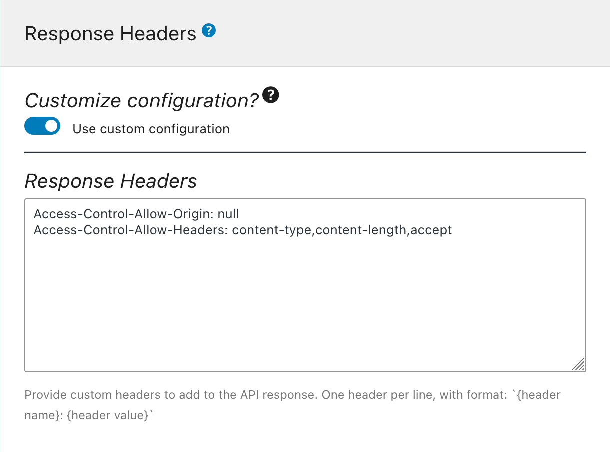 Fournir des en-têtes de réponse dans la Schema Configuration