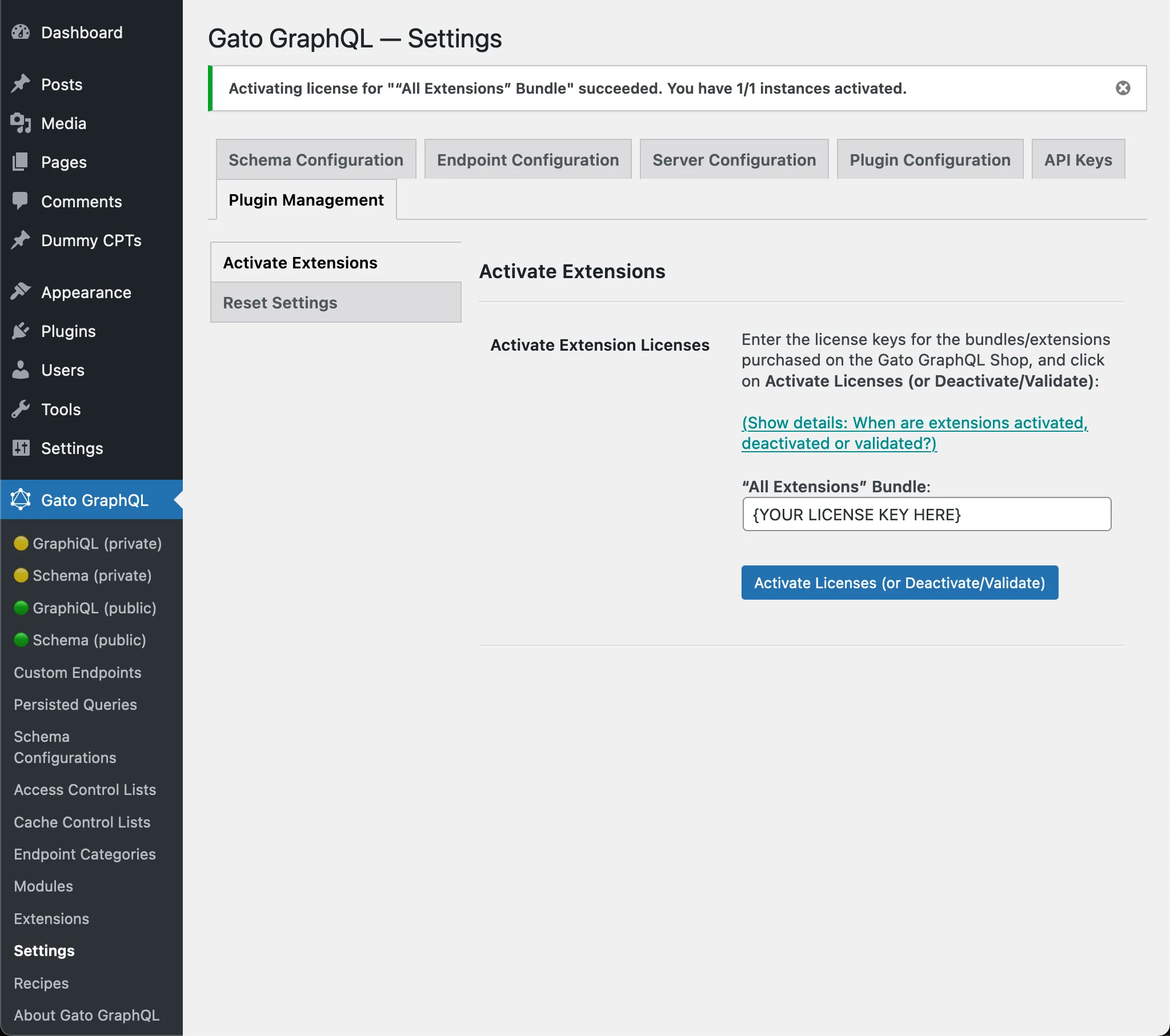 Plugin activé