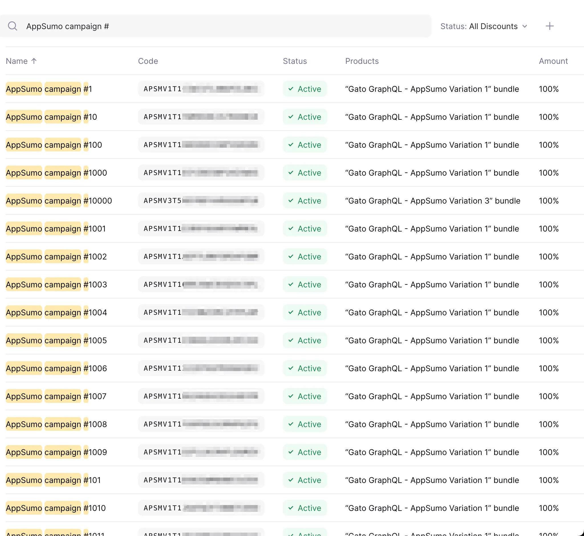 Codes de réduction générés dans Lemon Squeezy