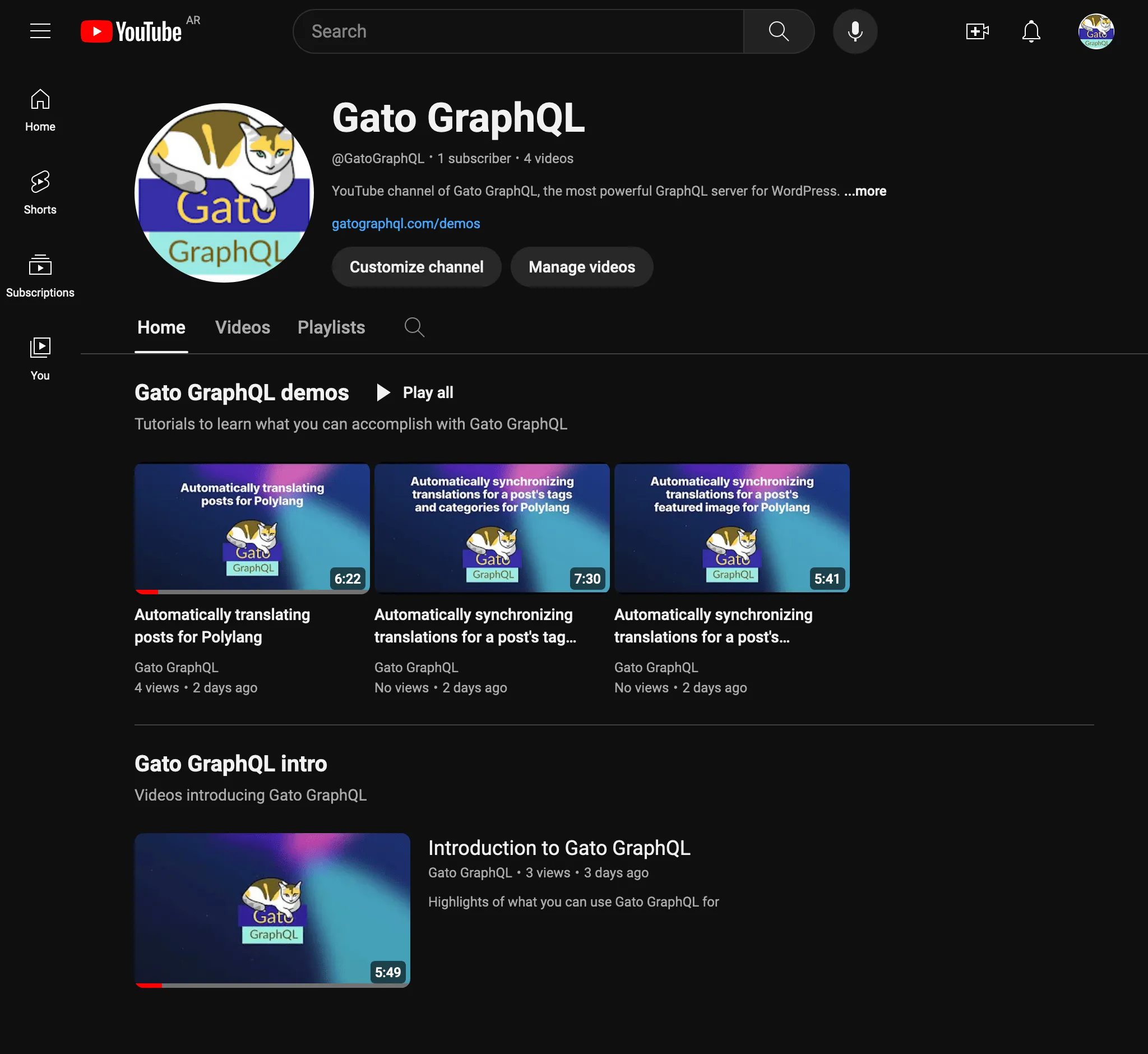 Chaîne YouTube Gato GraphQL