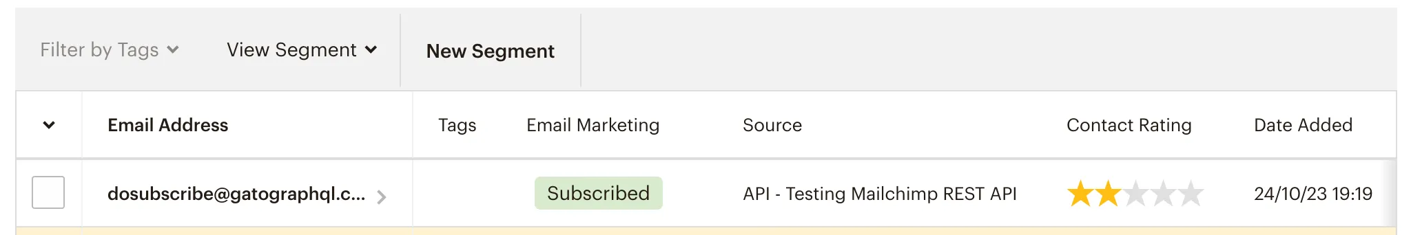 E-mail automatiquement ajouté à la liste Mailchimp