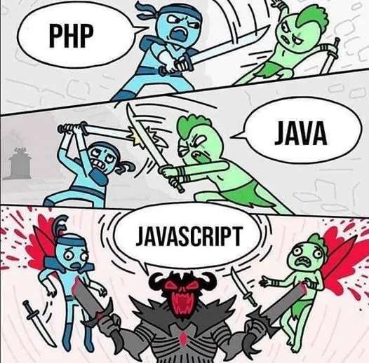 PHP vs Java vs JavaScript. Source : <a href='https://twitter.com/themarcba/status/1245273834577711104'>@themarcba</a> PHP vs Java vs JavaScript
