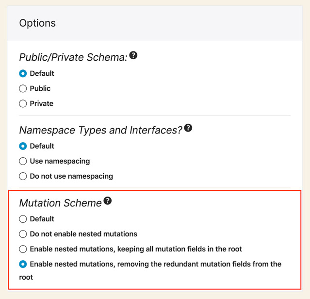 Mutation scheme dans la Schema configuration